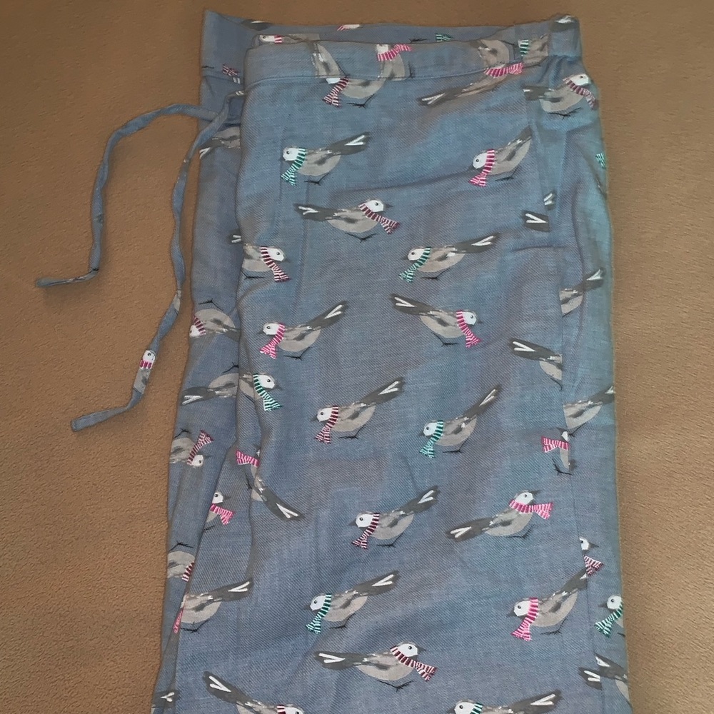 Talbots, blue lounge pants with birds all over.